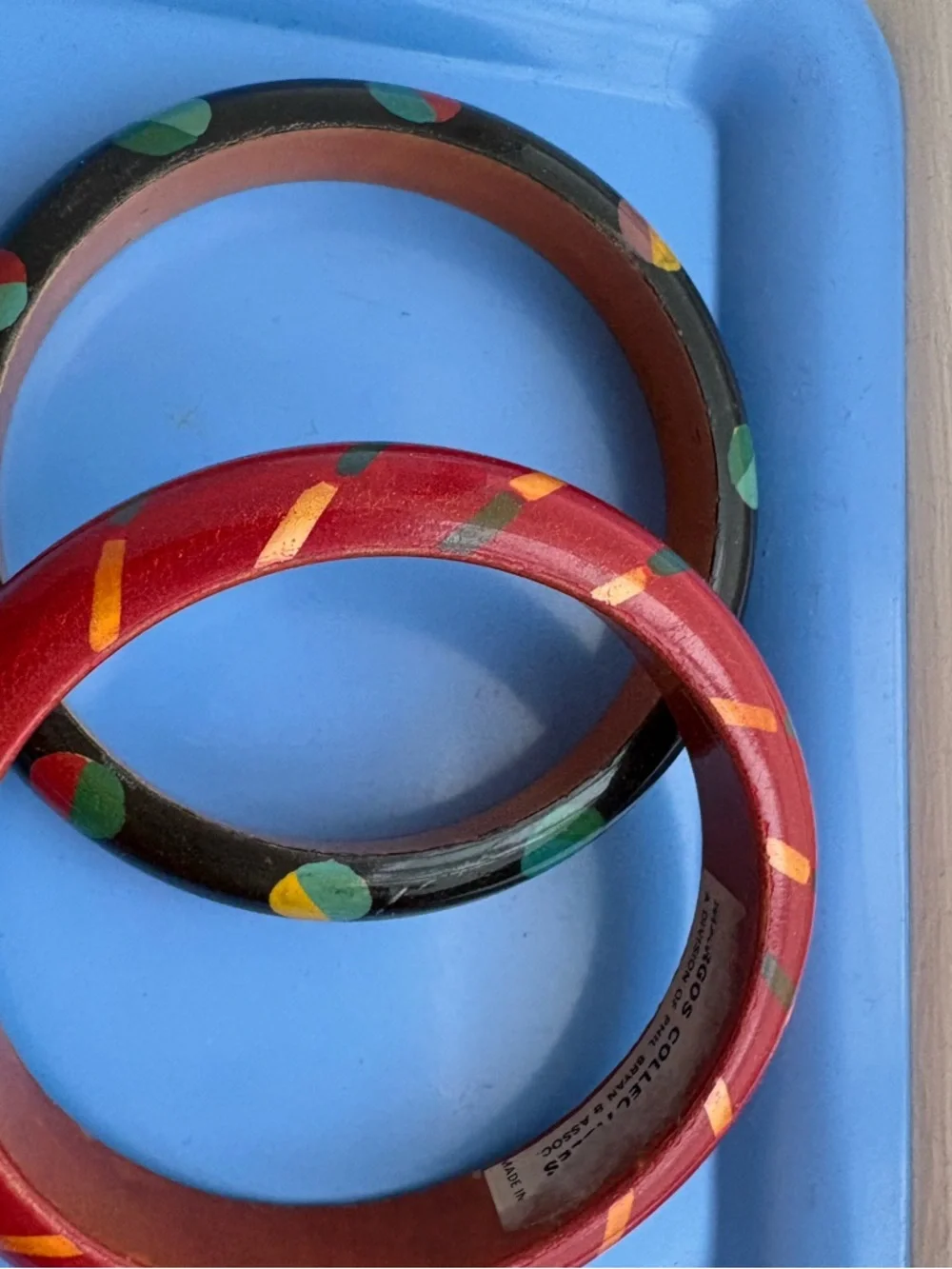 Fun 80s/90s Hand-Painted Wooden Bangle Bracelets